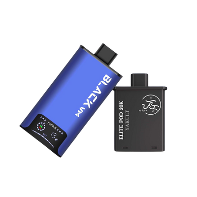 Hipak X Black VM replacement pod, Yakult flavour, shown with the blue device — Vapor Space UAE