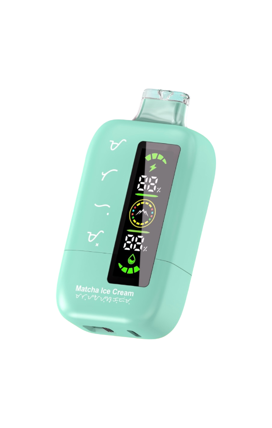 Hipak H20 disposable vape, Matcha Ice Cream flavour in mint green, with LED battery and e-liquid display — Vapor Space UAE