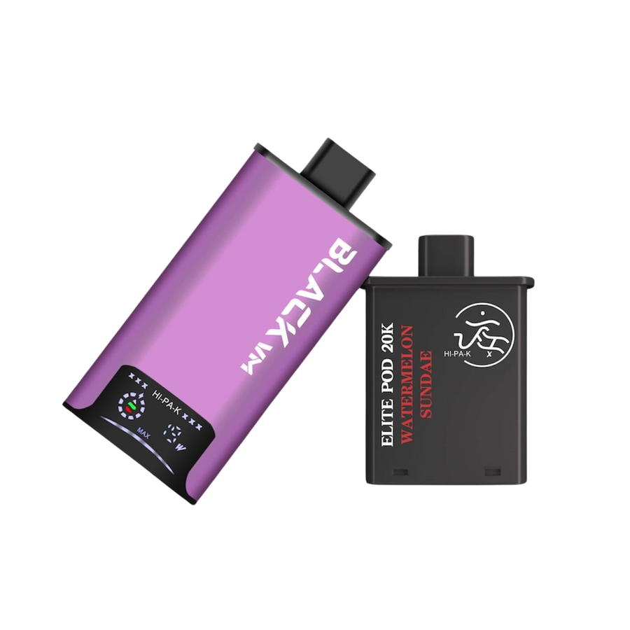 Hipak X Black VM replacement pod, Watermelon Sundae flavour, shown with the pink device — Vapor Space UAE