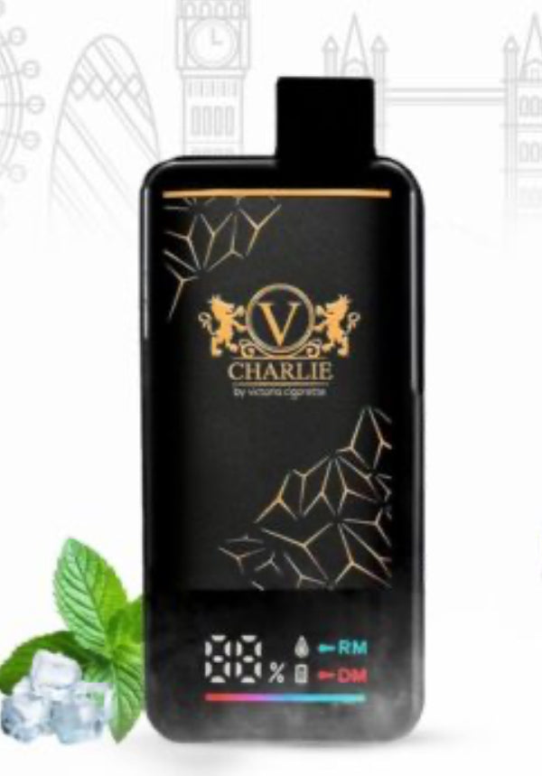 Vicig Charlie 15000 disposable vape, showing the e-liquid and battery display