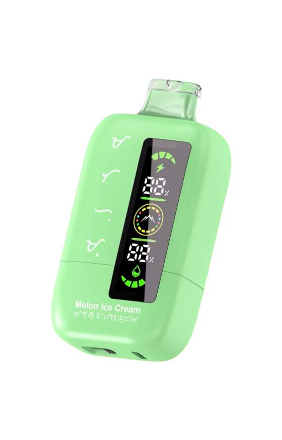 Hipak H20 disposable vape, Melon Ice Cream flavour in green, with LED battery and e-liquid display — Vapor Space UAE