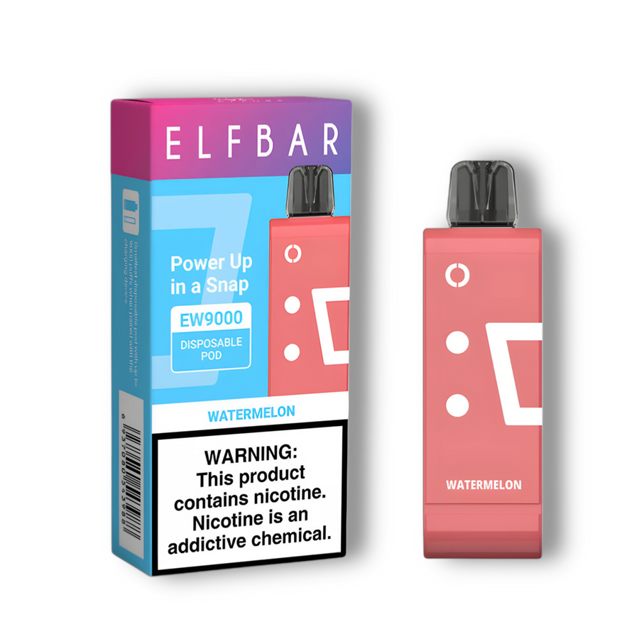 ELFBAR EW9000 disposable pod with its retail box, Watermelon — Vapor Space UAE