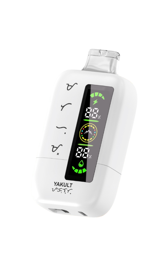 Hipak H20 disposable vape, Yakult flavour in white, with LED battery and e-liquid display — Vapor Space UAE