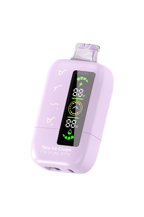 Hipak H20 disposable vape, Taro Ice Cream flavour in lilac, with LED battery and e-liquid display — Vapor Space UAE