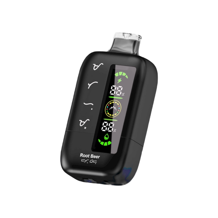 Hipak H20 disposable vape, Root Beer flavour in black, with LED battery and e-liquid display — Vapor Space UAE